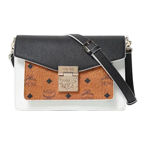 MCM Patricia Visetos PVC Сумка через плечо Сумка на плечо Женская Черная Белая Коричневая и Многоцветная
