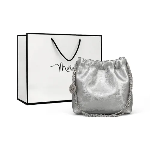 MILLIE'S Коровья кожа Подмышечная сумка через плечо Сумка через плечо Сумка-ведро Стандартная Женская серебряная