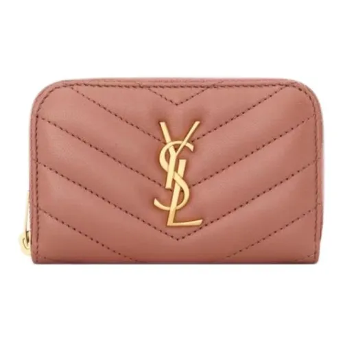 SAINT LAURENT Cassandre Lambskin Wallet Women's Light Pink