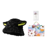 Чёрный (Лепесток Сумка для покупок + Поздравительная открытка)