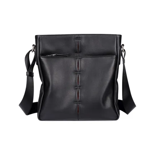 PABOJOE Сумка через плечо из натуральной коровьей кожи Мужская Черная