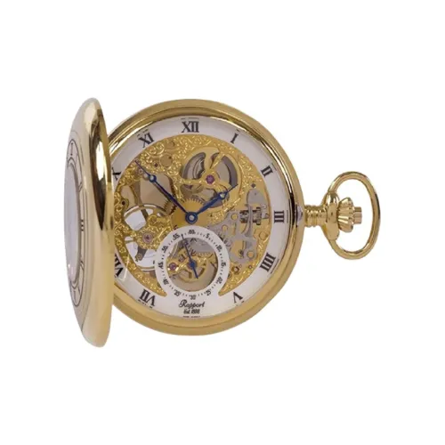 RAPPORT Механический механизм с ручным заводом покрытие PVD золотое покрытие карманный механизм часы 53 мм унисекс череп
