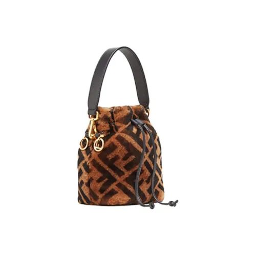 FENDI Mon Tresor Sheepskin Bucket Bag Portable Crossbody Bag Shoulder Bag Mini Women's Brown