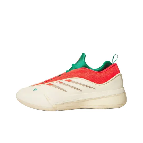 Adidas Dame 9 Slip Резистентный к истиранию Низкий топ Баскетбольные кроссовки Унисекс Бежевый Красный