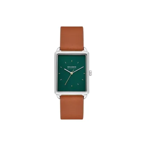 SKAGEN Hagen Collection Наручные часы Кварцевый механизм Кожаный ремешок 36 мм Зеленый циферблат Унисекс