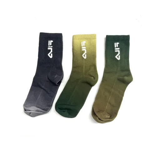 FILA Носки Crew Мужские 3 упаковки пряжа хаки аква-синий серый светло-оранжевый