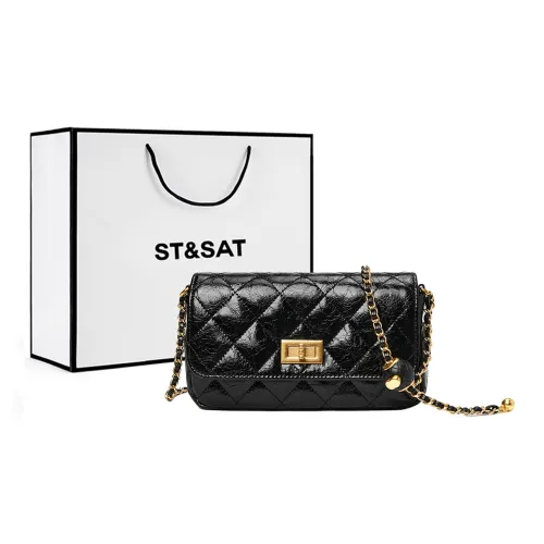 ST SAT Синтетическая кожа Спилок коровья кожа Сумка через плечо Стандартная Женская Черный Серебристый Экрю