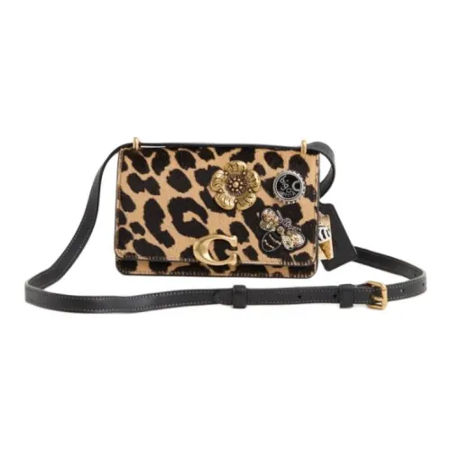 COACH Bandit Телячья кожа Сумка через плечо Маленькая Женская с леопардовым принтом