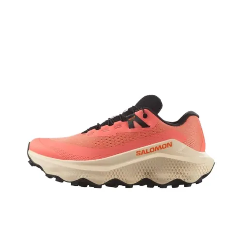 SALOMON Ultra Glide 3 Противоскользящие устойчивые к истиранию низкий топ беговые кроссовки женские апельсин бежевый