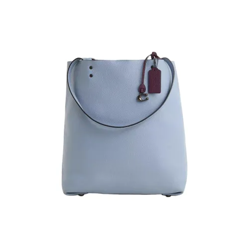 COACH Plaza Зернистая кожа личи кожа сумка на плечо большая женская колокольчиково-синий