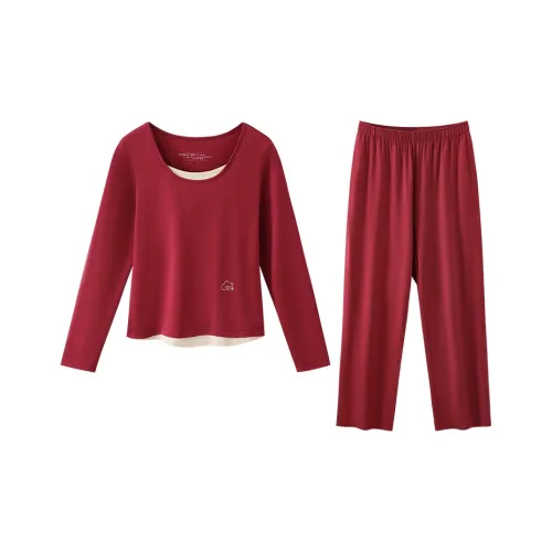 JINGYUN Deep Pajama 70 Пижамный комплект Женские Бордовый