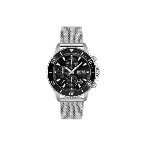 Hugo Boss Мужские часы Кварцевый механизм Ремешок из нержавеющей стали 46 мм Черный циферблат