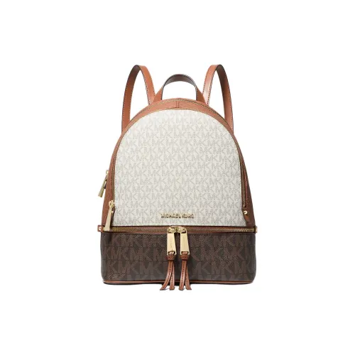 MICHAEL KORS Покрытый холст Рюкзак Средний Женский Коричневый и Белый