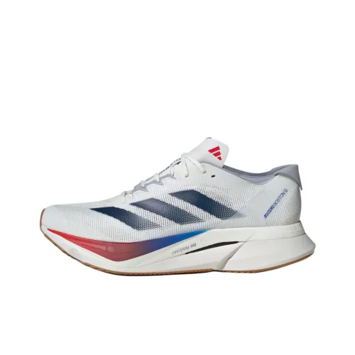 Adidas Adizero Boston 12 Устойчивый к истиранию Дышащие Низкие Беговые кроссовки Мужские Белый Красный