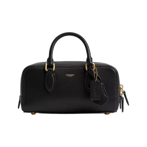 COACH Bowery Перчаточная дубленая кожа Сумка через плечо Сумка среднего размера Женская Латунь и Черный