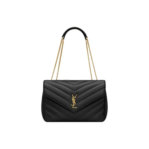 SAINT LAURENT LOULOU Lambskin Сумка через плечо Большая Женская Черная