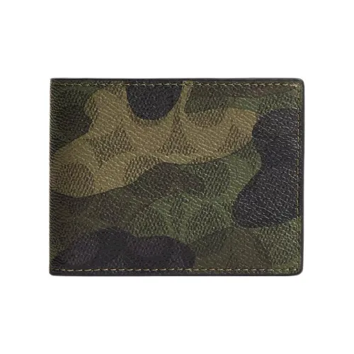 COACH Покрытый холст Кошелек Мини Мужской Камуфляж