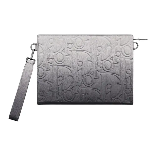 DIOR Клатч из коровьей кожи мужской серый