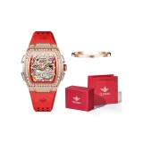 Кольцо с рубином, розовое золото, красный ремешок