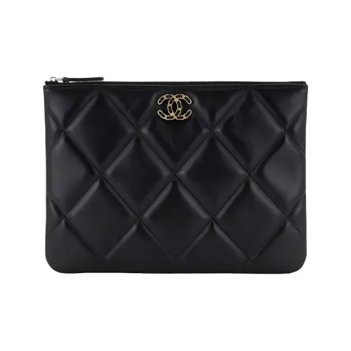 CHANEL Lambskin Clutch Women's Black