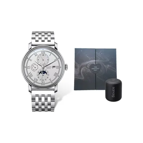 BORMAN Автоматический Механический Механизм Нержавеющая Сталь Ремешок Часы Мужские Белый Циферблат