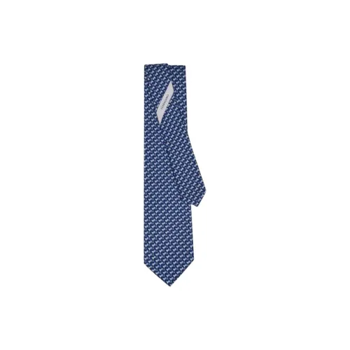 FERRAGAMO Silk Wool Silk Ties Men's Blue