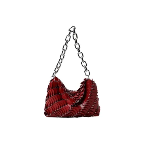 Paco Rabanne Телячья кожа Сумка через плечо Женская Камень Красный