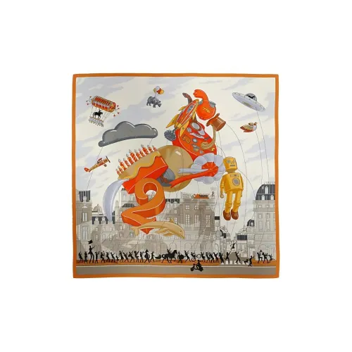 HERMES Шарфы из шелка тутового дерева Женские Ripe Orange