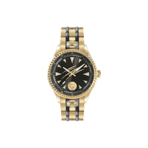 PLEIN SPORT Наручные часы Кварцевый механизм Нержавеющая сталь Ремешок 45 мм Черный циферблат Мужские часы