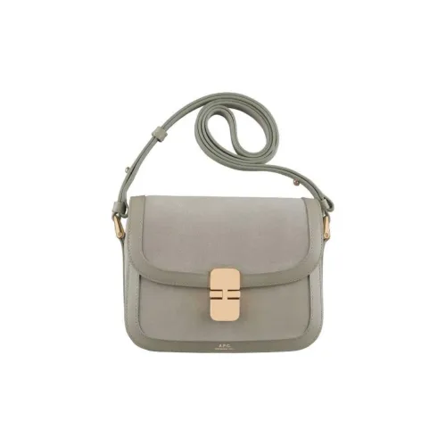 A.P.C Grace Коровья кожа Сумка через плечо Сумка на плечо Маленькая Женская Серая Зеленая