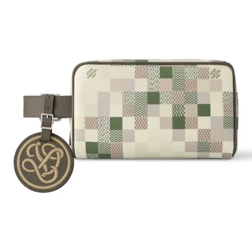 LOUIS VUITTON Покрытый холст Туалетная сумка Унисекс Зеленый