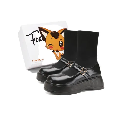 FOXER Эластичные ботинки ботильоны средний каблук женские черные