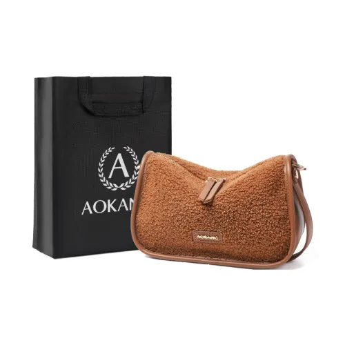 AOKANG Ткань Синтетическая кожа Сумка через плечо Подушка Сумка Обычная Женская Карамельный коричневый Экрю