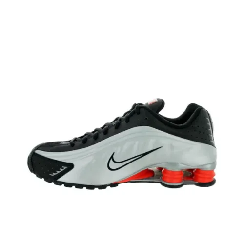 Nike Shox R4 Slip-resistant Abrasion-resistant Low-top Беговые кроссовки Унисекс Черный Серебряный Оранжевый