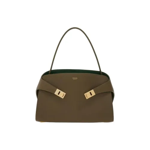 Ferragamo Hug Телячья кожа Сумка через плечо Маленькая Женская Оливково-зеленая