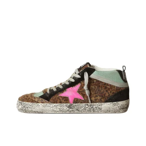 Golden Goose Mid Star Скейтборд Кроссовки Женские с Леопардовым Принтом