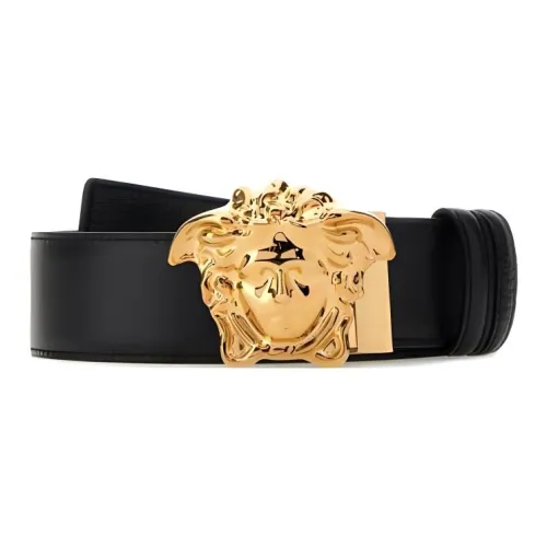 VERSACE Кожаные ремни Мужской Черный Ширина 4CM