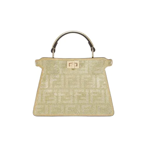 FENDI Peekaboo ISeeU Замша Сумка через плечо Сумка Маленькая Женская Золотая