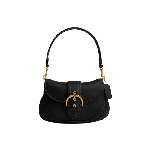 COACH Soho Переработанная дубленая кожа Сумка через плечо Большая Женская Черная