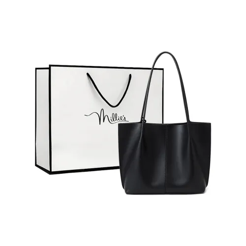 MILLIE'S Сумка из коровьей кожи с синтетической кожей комбинированная подмышечная сумка сумка на плечо стандартная женская черная