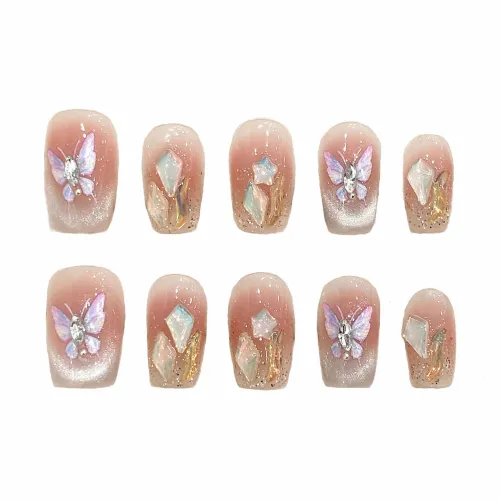 XIAMEIYU Colorful Кошка's Eye Бабочка Burst Белый Мягкий Aurora Mother of Pearl Nude Pink Hand-painted