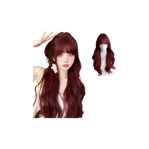 UMIFFA Длинные кудрявые парик для всей головы для женщин малиново-красный