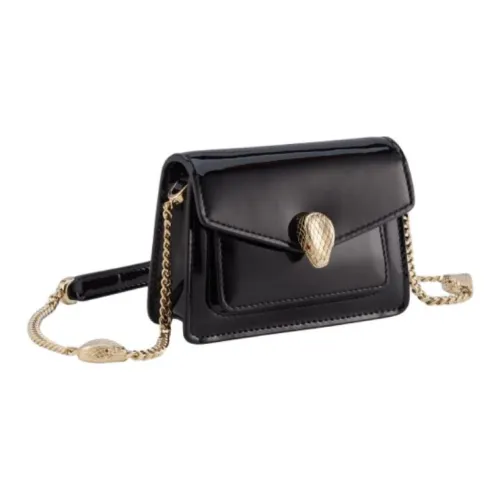 BVLGARI Serpenti Forever Series Сумка через плечо из телячьей кожи Мини Женская Черная