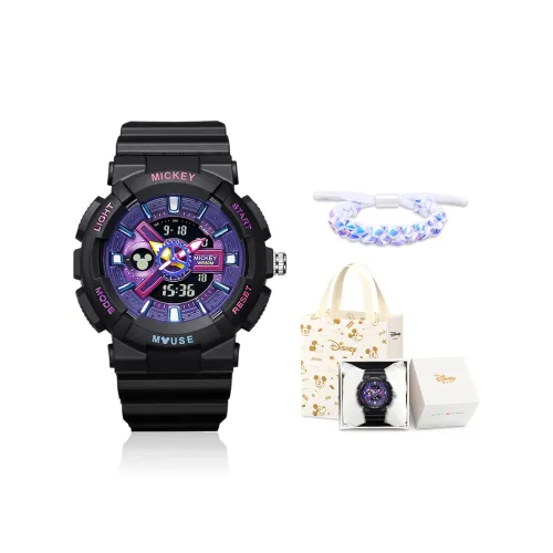 Disney Mickey Series Наручные часы Электронный + Кварцевый механизм Резиновый ремешок Часы Унисекс Фиолетовый циферблат