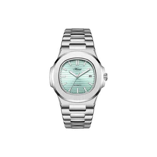 KUERST Кварцевый механизм стальной ремешок мужские часы зеленый циферблат