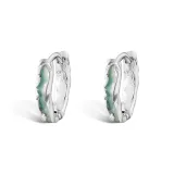 Серьги-кольца с текстурированным зеленым цветом