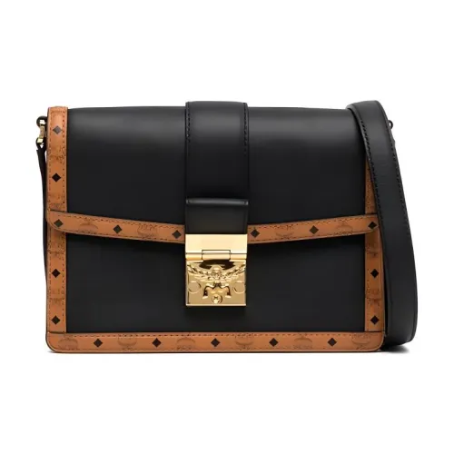 MCM Tracy Visetos Телячья кожа Сумка через плечо Сумка на плечо Маленькая Женская Черная