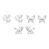 Серьги-клипсы "Бабочка" + Серьги-гвоздики (Три пары)