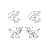 Серьги-клипсы "Танцующая бабочка" + "Элегантные серьги-бабочки" (две пары)