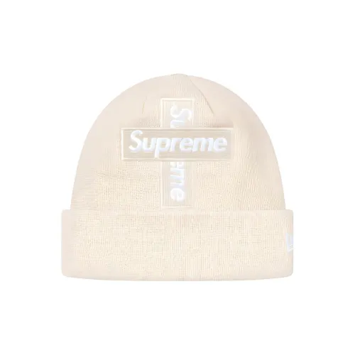 Supreme x New Era Акриловые шапки-бини Унисекс Серый Желтый Темно-синий Сливочный Черный Красный Фиолетовый Армейский зеленый
